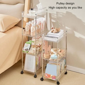 Newborn Essentials Cart 4 Layer Rectangle Baby Changing Table Cart Movable Easy - Picture 1 of 24