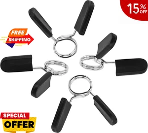 Barbell Clamps Dumbbell Spring Clip Circlip Collars 1 Inch Weight Bars Clips Fit - Picture 1 of 8
