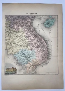 ANNAM 1880 ANTIQUE DETAILED ENGRAVED MAP 19TH CENTURY - Picture 1 of 3