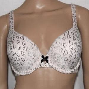 Victoria's Secret Body von Victoria Push Up BH hellrosa schwarz Herzmuster 38DD - Bild 1 von 11