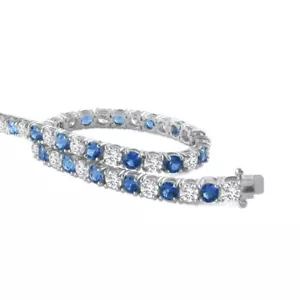 14K Gold 5.5ct Diamond & 6.5ct Sapphire Bracelet – H/SI – Made in the USA! - Picture 1 of 1