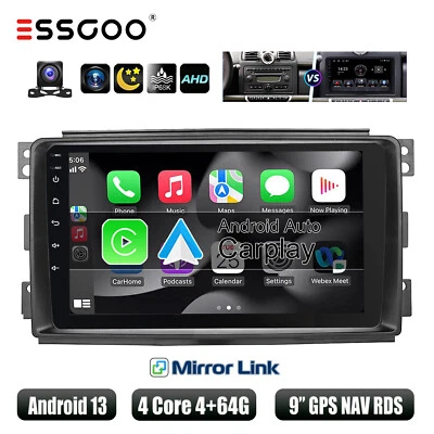 9" Android 13 Carplay Für Smart Fortwo 451 2005-2010 Autoradio 4+64G GPS Kamera - Bild 1 von 4