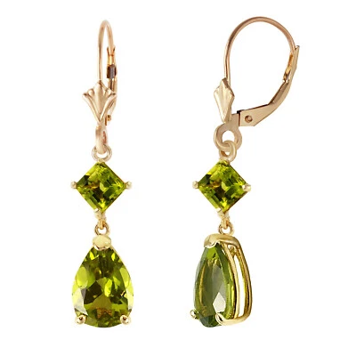 Pendientes de peridoto ondulado icónico de oro macizo de 14K de 4,5 quilates Foto 1 de 4