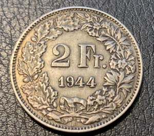 1944 Switzerland 2 Franc Silver Coin - Picture 1 of 2