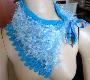 HANDGEFERTIGTER CROCHETED COLLAR SCARF ACRYLIC BLUE CAPELET VICTORIAN STYLE... - Picture 1 of 1
