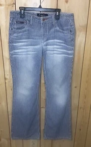 Vintage 90er Lei Junior blaue Nadelstreifen Schlagjeans Größe 7 - Bild 1 von 6