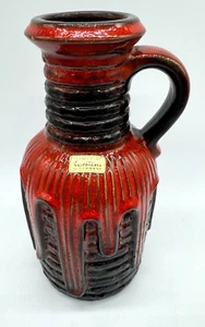 Vaso Tonnieshof Carstens 7876-25 rosso lava Henkel W. Germania vintage ↕25 cm ↔11 cm - Foto 1 di 7