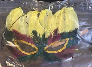 Yellow Cardboard Mardi Gras Mask One Size - Picture 1 of 1