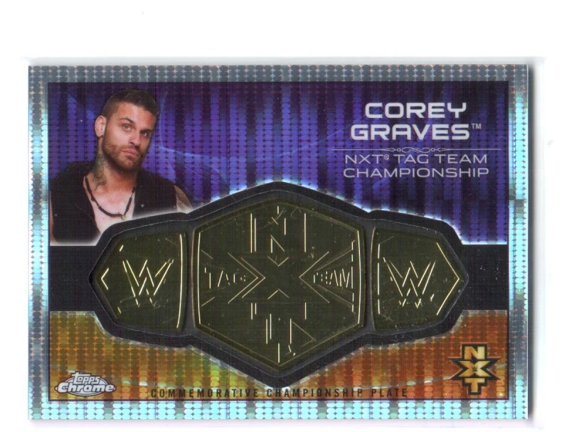 WWE Corey Graves 2015 Topps Chrome PULSAR Belt Plate NXT Tag Relic Card SN 18/75 - Image 1 of 1