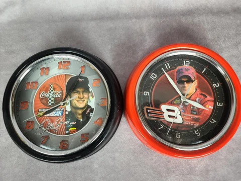 Pair Of Dale Earnhardt Jr Nascar Coca-Cola/Race wall clocks Lot Of 2 Cover