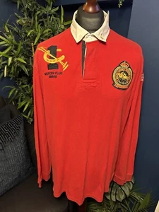 Vintage Polo Ralph Lauren Mercer Rugby Shirt Red Mens 2XL Long Sleeve - Picture 1 of 8