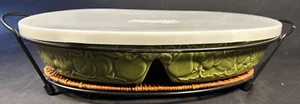 Temp-tations by Tara Fruit Basket Green 2 Qt Divided Casserole Dish, Lid & Stand - Picture 1 of 13