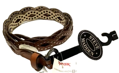 Cinturón Steve Madden Mujer Talla L Western Tachonado Coñac Marrón Corte Láser Nuevo Foto 1 de 4