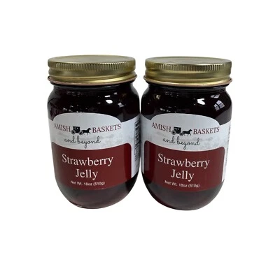 Jalea de fresa Amish no transgénica vegana totalmente natural - 18 oz - 2 frascos Foto 1 de 4