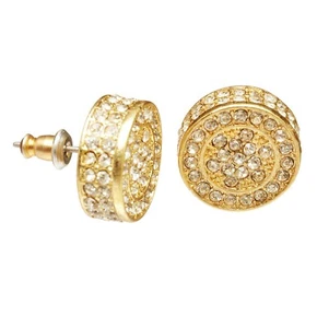 Pendientes redondos grandes enchapados en oro de 14 mm de moda para hombre TE 530 G - Imagen 1 de 3