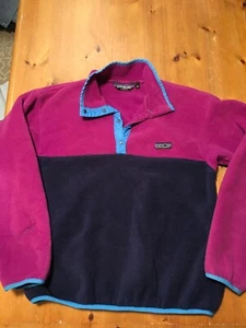 VTG 90s Patagonia Snap T Pullover Fleece Girls 11-12 Purple Blue USA Women S/M - Picture 1 of 7