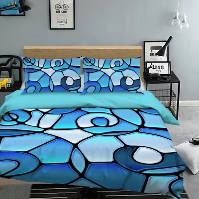 3D Blue Abstract NAO3144 Bed Pillowcases Quilt Duvet Cover Set Queen King Fay - Image 1 of 4