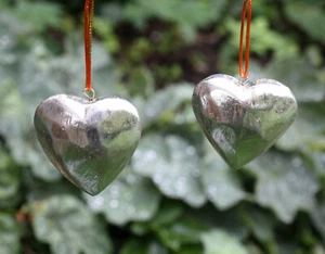 10er Set Herz Anhänger Holzherzen Geschenkanhänger Herzen Herzanhänger Holz silb - Bild 1 von 4