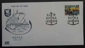 1978 Finland Town of Kotka Anniv FDC ties 1Mk Stamp cd Kotka - Picture 1 of 2