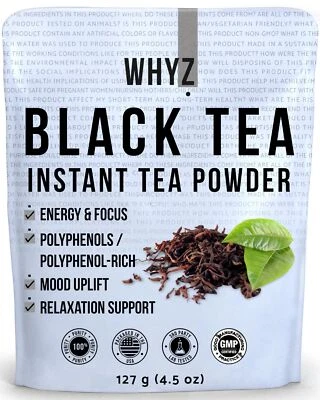 WHYZ Strong Black Tea Powder 4.5 oz, Zero Sugar Black Tea, Boost Energy & Health - Image 1 of 4