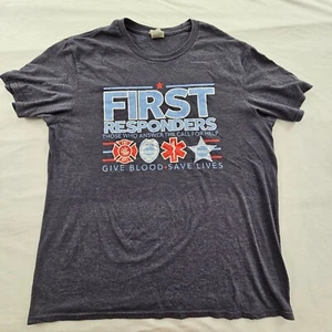First Responders One Blood Blue Short Sleeve Cotton Blend T-Shirt Men's L - Picture 1 of 8