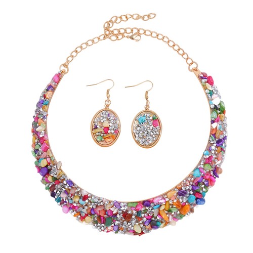 VETEMENTS Set Orecchini Collana Colorati Miss Abbigliamento Accessori Strass