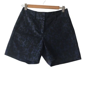 Jacqui E Blue Black Shorts Size 6 Slash Pockets Zip Front Stretch - Picture 1 of 11