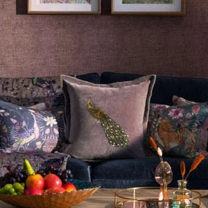 Voyage Maison Peacock Cushion Mayura with Embroidered & Beaded Feather Filled - Picture 1 of 9
