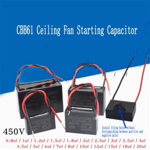 CBB61 450V Motor Start Capacitor 2 wires 1/1.2/1.5/1.8/2/3/4/5/6/7/8/10/15/20uf - Picture 1 of 5