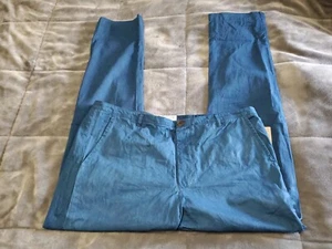 NEW Industry of All Nations 6 Dip Blue Madras Slim Chino Button Fly Pants 32×30 - Picture 1 of 12