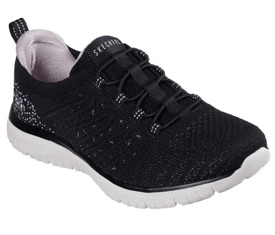 Zapatillas Skechers Negras/Plateadas Virtue Show Runner Anchas 6 Foto 1 de 4