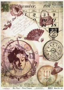 Papel de arroz A/4 para libro de recortes hoja artesanal - tiempo - Imagen 1 de 1