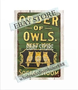 Order of the Owls Social Room metal tin sign bedroom art decor - Picture 1 of 4