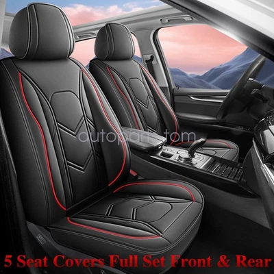 Front & Rear Car 5-Seat Covers PU Leather For Chevrolet Blazer Colorado Malibu - Image 1 of 4