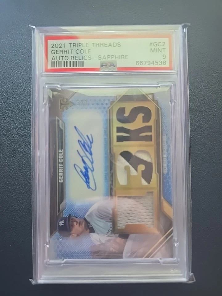 2021 Topps Triple Threads Gerrit Cole 3/3 Auto Relics - Sapphire PSA 9 #GC2 - Image 1 of 1
