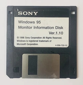 Disco de información de monitor Sony Windows 95 versión Disquete controlador 1,10 (1996) OEM - Imagen 1 de 4