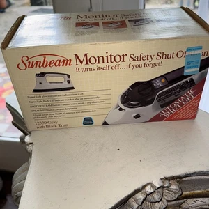 NOS Vintage Sunbeam Monitor Sicherheit Eisen automatische Abschaltung 12339 grau schwarzer Rand OVP - Bild 1 von 14