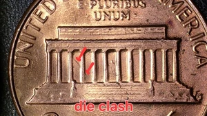 1983 P Lincoln Memorial Penny Die Clash And Die Crack Error On Reverse - Picture 1 of 9