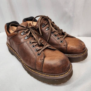 Scarpe Oxford stringate plateau Dr. Martens marroni da uomo taglia 14 in pelle vintage - Foto 1 di 10