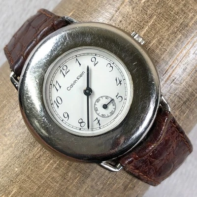 Calvin Klein Women Dress Brown Leather Band Quartz Analog 33mm Watch 6 3/4" - Image 1 of 4