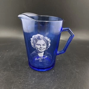 Vintage Shirley Temple Kobaltblau Glas Krug Milchkännchen - Bild 1 von 11