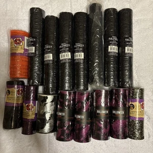 DECORATIVE MESH ROLLS HALLOWEEN THEMED NEW 16 ROLLS - Picture 1 of 6