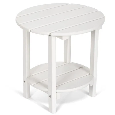 Mesa auxiliar redonda Adirondack exterior 16,6" pequeña extremo patio 2 niveles plástico HDPE Foto 1 de 4