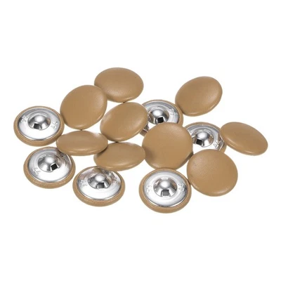 15pcs Leather Covered Button 28mm Metal Round Sewing Buttons, Khaki - Image 1 of 4