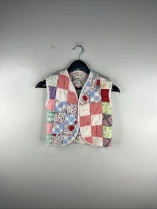 Vintage Handmade Patchwork Vest Top Quilt 5/6 Boys Girls 70s Funky A6 - Picture 1 of 7