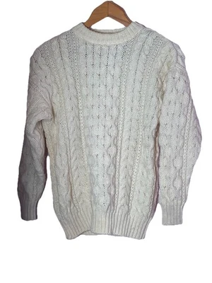 Vintage St Michael Aron Cable Knit Pure British Wool Jumper Size 12 - Image 1 of 4