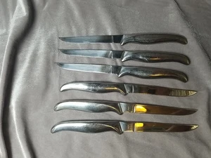 Cuchillos para carne de acero inoxidable 6 piezas cubiertos vintage Japón mango y hoja de acero inoxidable 9" - Imagen 1 de 7