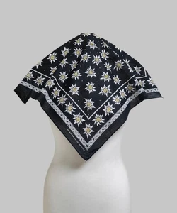 De Colección Negro Blanco Algodón Pequeño Cuello Bufanda Bandana DIRNDL EDELWEISS 50 cm - Imagen 1 de 7
