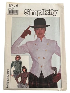 Simplicity Sewing Pattern 8776 Blouse w/ Peplum Double Breasted Size 8 1980s UC - Picture 1 of 12