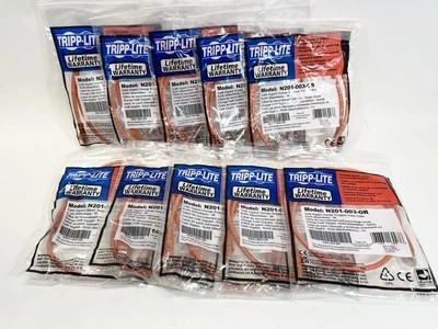 Lot Of 10 NEW Tripp Lite N201-003-OR Orange Cat6 Patch Cable 3Ft - Image 1 of 2